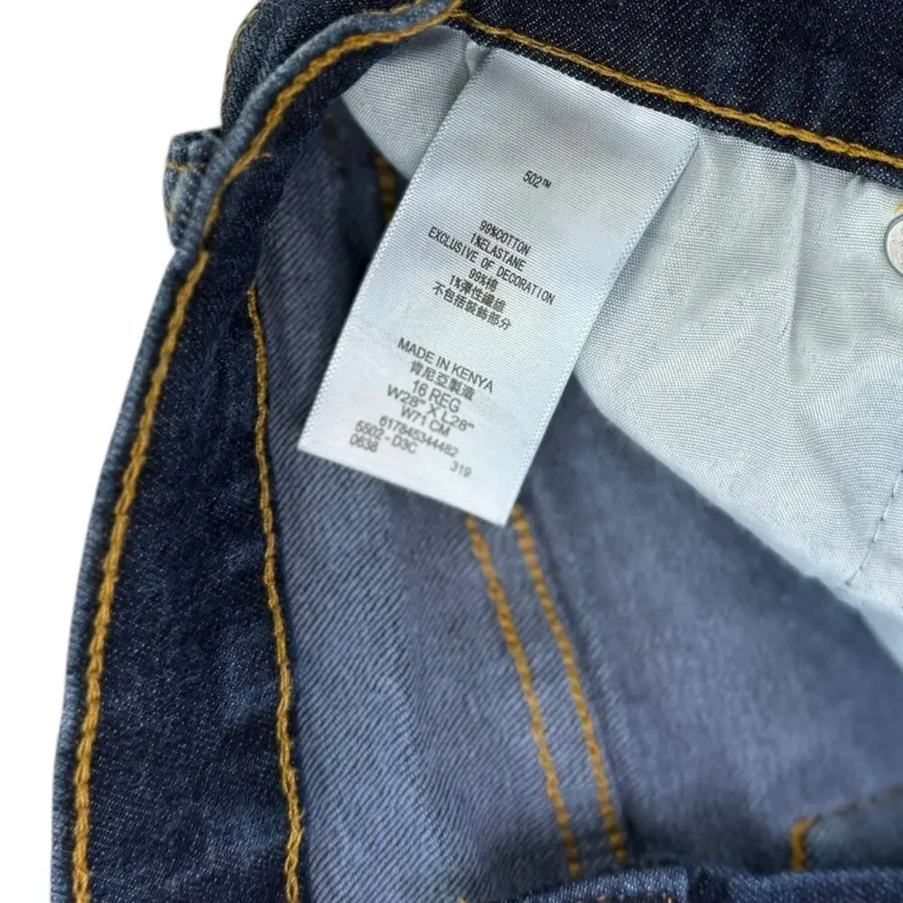 Levis 502 Boys Denim Jeans Sz 16 Reg 28 x 28